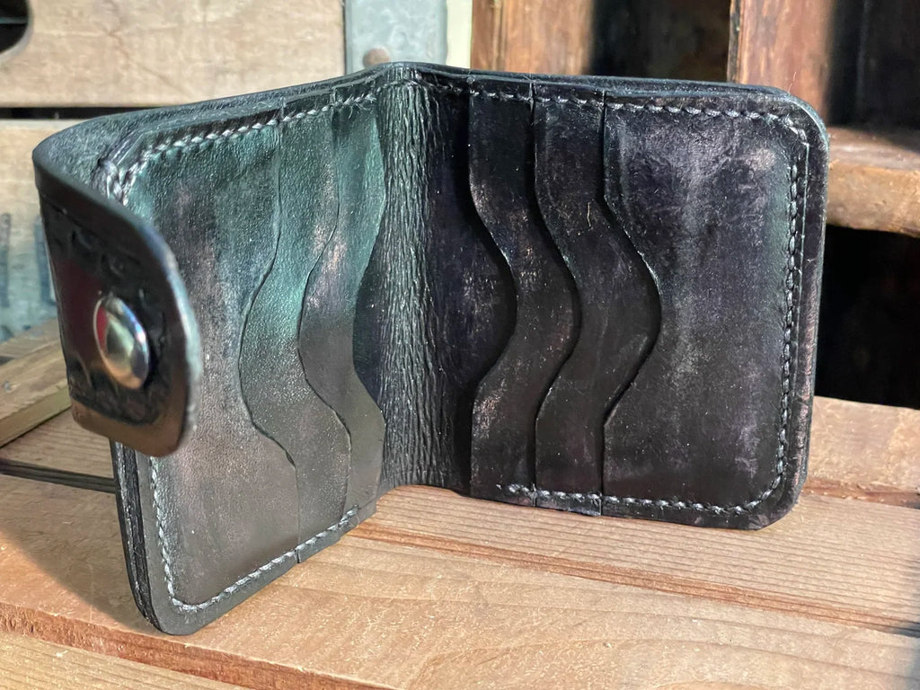 Snap Bifold Wallet, Black Basketweave - Made to Order