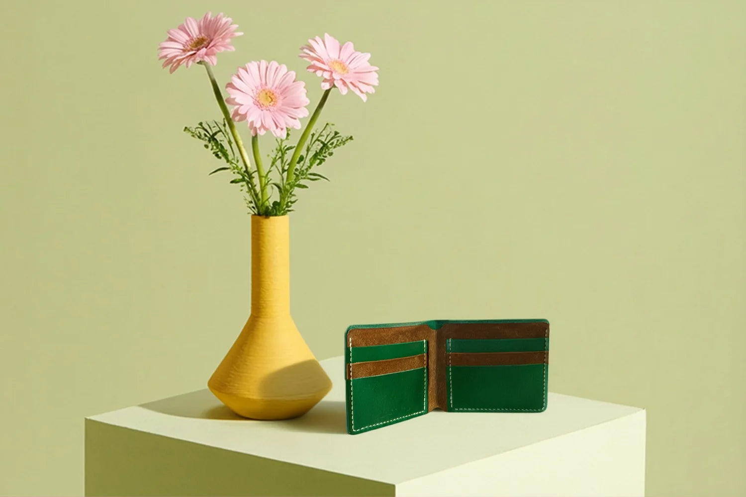 Two-Tone Bifold Wallet - Green Buttero
