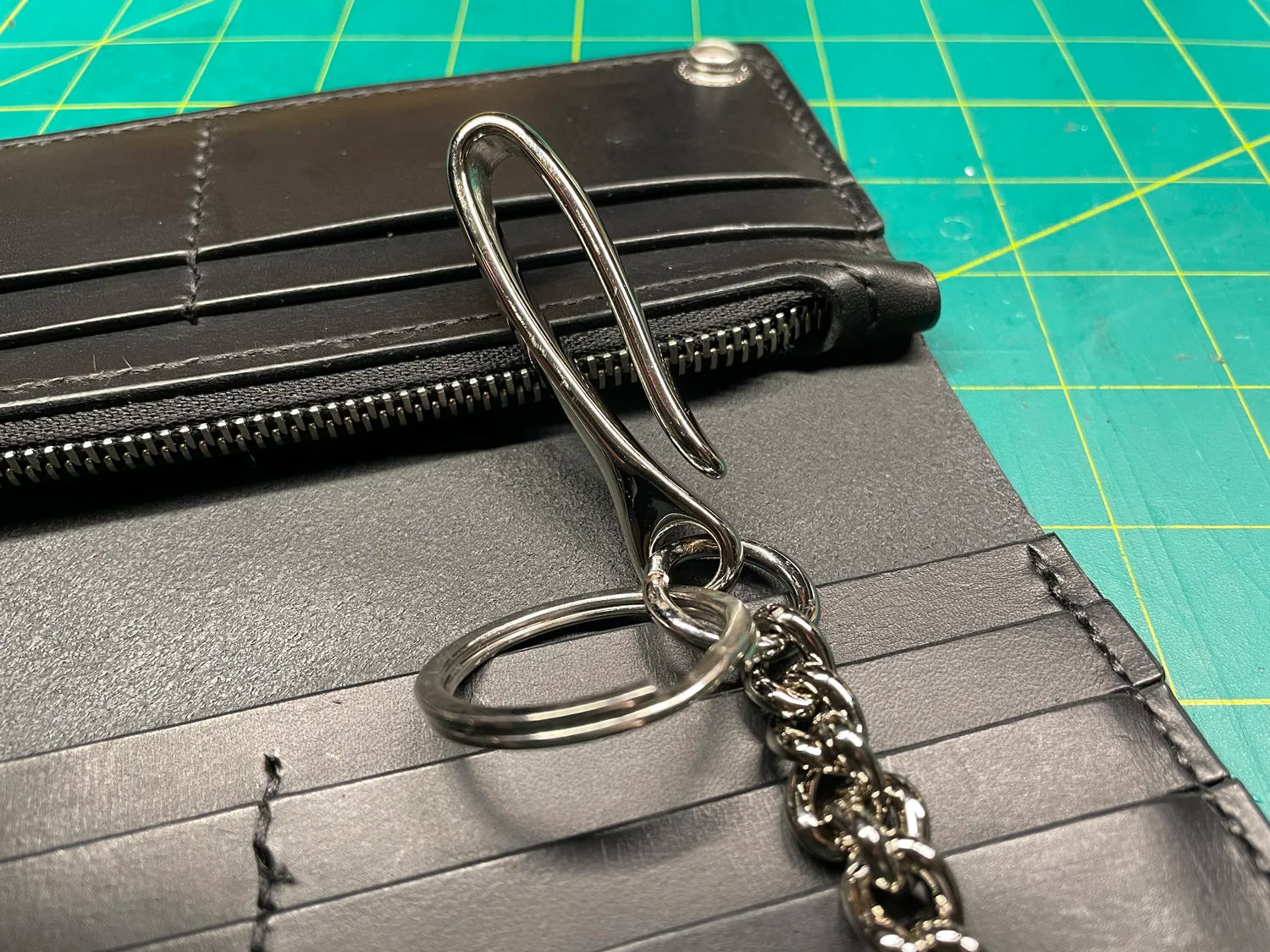 Biker Chain Long Wallet, Nickel Hardware